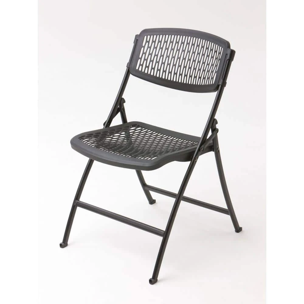 HDX Plastic Seat Folding Chair in Black 1 HDX Plastic Seat Folding Chair in Black