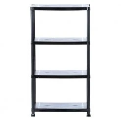 HDX 4-Tier Plastic Garage Storage Shelving Unit in Black (28 in. W x 52 in. H x 15 in. D) -EquipEase Shop black hdx freestanding shelving units 17307263b 40 1000
