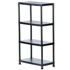 HDX 4-Tier Plastic Garage Storage Shelving Unit in Black (28 in. W x 52 in. H x 15 in. D)