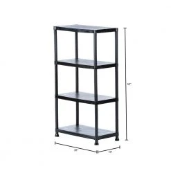 HDX 4-Tier Plastic Garage Storage Shelving Unit in Black (28 in. W x 52 in. H x 15 in. D) -EquipEase Shop black hdx freestanding shelving units 17307263b a0 1000
