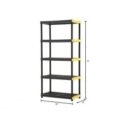 HDX 5-Tier Plastic Garage Storage Shelving Unit in Black (36 in. W x 74 in. H x 18 in. D) -EquipEase Shop black hdx freestanding shelving units 241592 40 1000
