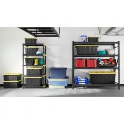 HDX 5-Tier Plastic Garage Storage Shelving Unit in Black (36 in. W x 74 in. H x 18 in. D) -EquipEase Shop black hdx freestanding shelving units 241592 44 1000