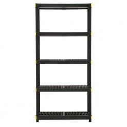 HDX 5-Tier Plastic Garage Storage Shelving Unit in Black (36 in. W x 74 in. H x 18 in. D) -EquipEase Shop black hdx freestanding shelving units 241592 66 1000