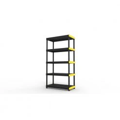 HDX 5-Tier Plastic Garage Storage Shelving Unit in Black (36 in. W x 74 in. H x 18 in. D) -EquipEase Shop black hdx freestanding shelving units 241592 77 1000