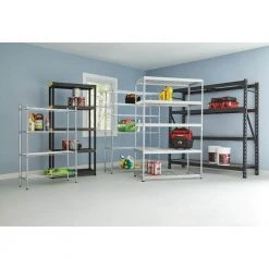 HDX 5-Tier Plastic Garage Storage Shelving Unit in Black (36 in. W x 74 in. H x 18 in. D) -EquipEase Shop black hdx freestanding shelving units 241592 a0 1000