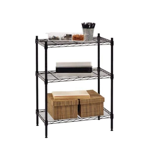 HDX 3-Tier Steel Wire Shelving Unit in Black (24 in. W x 30 in. H x 14 in. D) 2 HDX 3-Tier Steel Wire Shelving Unit in Black (24 in. W x 30 in. H x 14 in. D) - Image 2