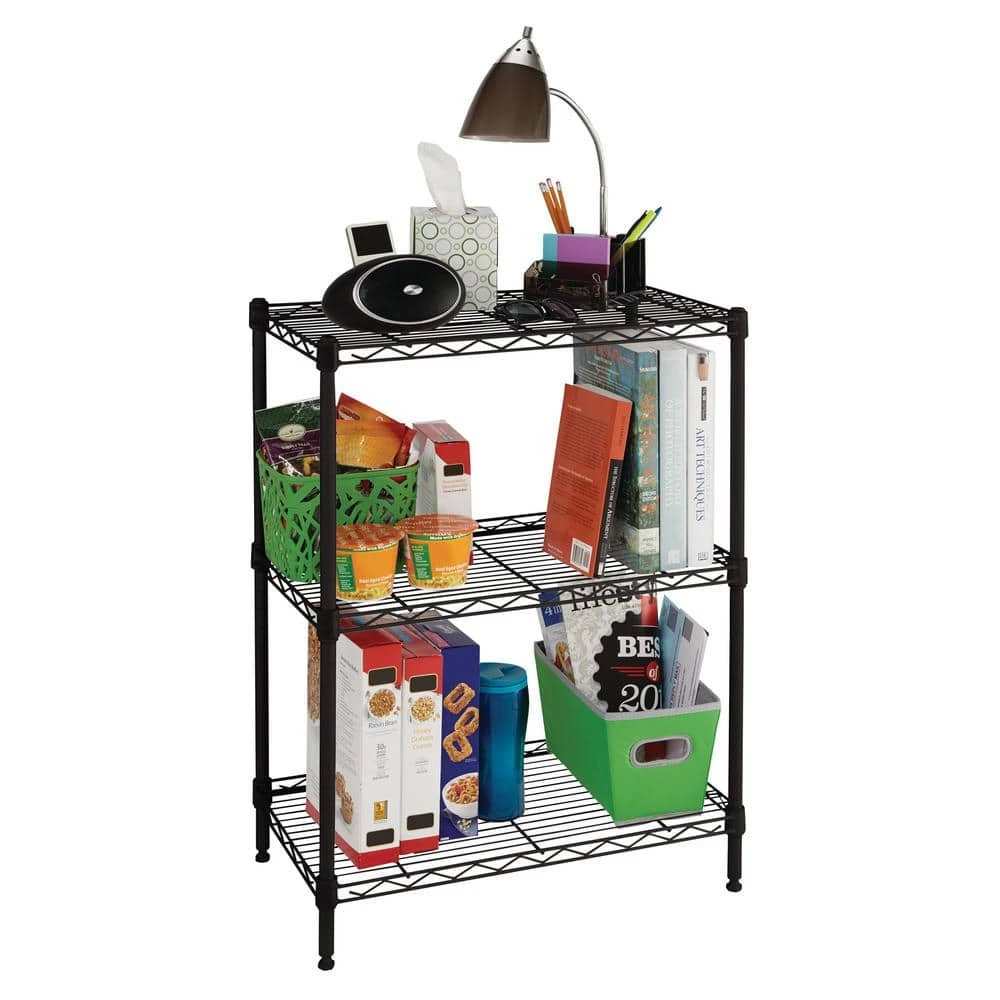 HDX 3-Tier Steel Wire Shelving Unit in Black (24 in. W x 30 in. H x 14 in. D) 2 HDX 3-Tier Steel Wire Shelving Unit in Black (24 in. W x 30 in. H x 14 in. D) - Image 2
