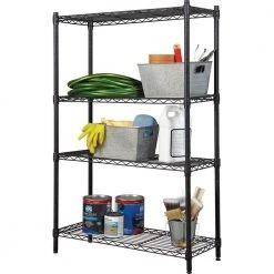 HDX 4-Tier Steel Wire Shelving Unit in Black (36 in. W x 54 in. H x 14 in. D) -EquipEase Shop black hdx freestanding shelving units sl wsus 110b 1f 1000