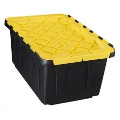 HDX 17 Gal. Flip Top Storage Tote in Black and Yellow