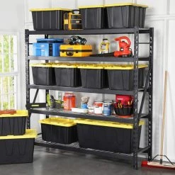 HDX 27 Gal. Tough Storage Tote in Black with Yellow Lid -EquipEase Shop black yellow hdx storage bins hdx27gonline 5 1d 1000