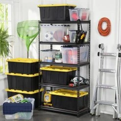HDX 27 Gal. Tough Storage Tote in Black with Yellow Lid -EquipEase Shop black yellow hdx storage bins hdx27gonline 5 4f 1000
