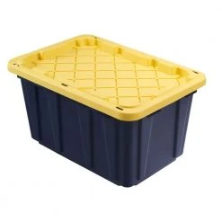 EquipEase Shop 51 HDX 27 Gal. Tough Storage Tote in Black with Yellow Lid