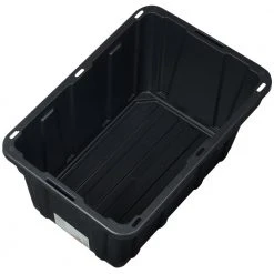HDX 27 Gal. Tough Storage Tote in Black with Yellow Lid -EquipEase Shop black yellow hdx storage bins hdx27gonline 5 77 1000