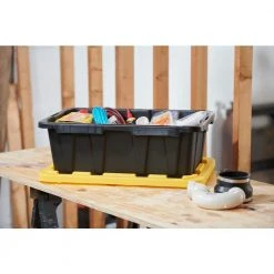 HDX 27 Gal. Tough Storage Tote in Black with Yellow Lid -EquipEase Shop black yellow hdx storage bins hdx27gonline 5 d4 1000