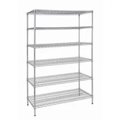 HDX Chrome 6-Tier Commercial Grade Heavy Duty Steel Wire Shelving Unit (48 in. W x 72 in. H x 24 in. D) -EquipEase Shop chrome hdx freestanding shelving units 1000026321 31 1000