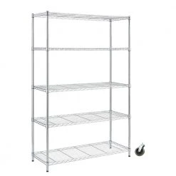 HDX 5-Tier Steel Wire Shelving Unit with Casters in Chrome (48 in. W x 72 in. H x 18 in. D)