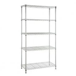 HDX 5-Tier Steel Wire Shelving Unit in Chrome (36 in. W x 72 in. H x 16 in. D)