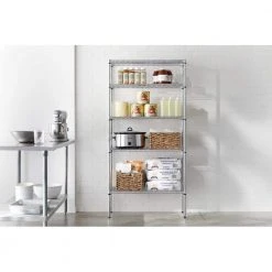 HDX 5-Tier Steel Wire Shelving Unit in Chrome (36 in. W x 72 in. H x 16 in. D) -EquipEase Shop chrome hdx freestanding shelving units 21656cps a0 1000