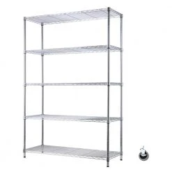 HDX Chrome 5-Tier Wire Shelving Unit with Casters ( 48 in. W x 18 in. D x 72 in. H)