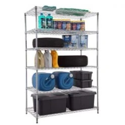 HDX Chrome 6-Tier Commercial Grade Heavy Duty Steel Wire Shelving Unit (48 in. W x 72 in. H x 24 in. D) -EquipEase Shop chrome hdx freestanding shelving units e60120180b6rthd 31 1000
