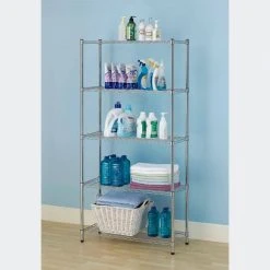 HDX Chrome 5-Tier Steel Wire Shelving Unit (36 in. W x 72 in. H x 14 in. D) -EquipEase Shop chrome hdx freestanding shelving units eh wshdi 005 40 1000