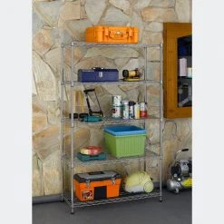 HDX Chrome 5-Tier Steel Wire Shelving Unit (36 in. W x 72 in. H x 14 in. D) -EquipEase Shop chrome hdx freestanding shelving units eh wshdi 005 77 1000