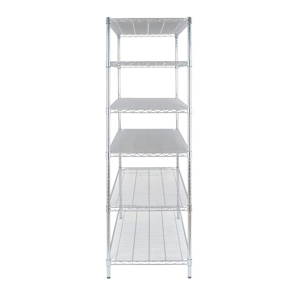 HDX 6-Tier Commercial Grade Heavy Duty Steel Wire Shelving Unit in Chrome (48 in. W x 72 in. H x 24 in. D) 3 HDX 6-Tier Commercial Grade Heavy Duty Steel Wire Shelving Unit in Chrome (48 in. W x 72 in. H x 24 in. D) - Image 3