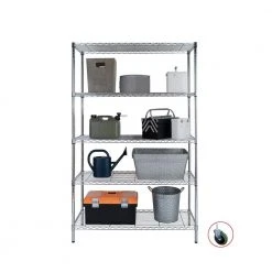 HDX 5-Tier Steel Wire Shelving Unit with Casters in Chrome (48 in. W x 72 in. H x 18 in. D) -EquipEase Shop chrome hdx freestanding shelving units eh wsthdus 505 31 1000