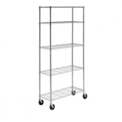 HDX 5-Tier Steel Wire Shelving Unit with Casters in Chrome (48 in. W x 72 in. H x 18 in. D)