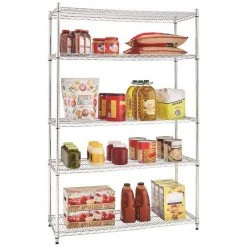 HDX 5-Tier Commercial Grade Heavy Duty Steel Wire Shelving Unit in Chrome (48 in. W x 72 in. H x 18 in. D) -EquipEase Shop chrome hdx freestanding shelving units hd184872 5icps 31 1000