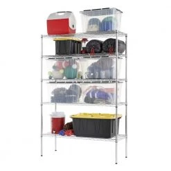 HDX 5-Tier Commercial Grade Heavy Duty Steel Wire Shelving Unit in Chrome (48 in. W x 72 in. H x 18 in. D) -EquipEase Shop chrome hdx freestanding shelving units hd184872 5icps 40 1000
