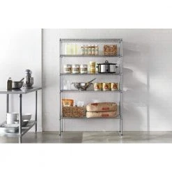 HDX 5-Tier Commercial Grade Heavy Duty Steel Wire Shelving Unit in Chrome (48 in. W x 72 in. H x 18 in. D) -EquipEase Shop chrome hdx freestanding shelving units hd184872 5icps a0 1000