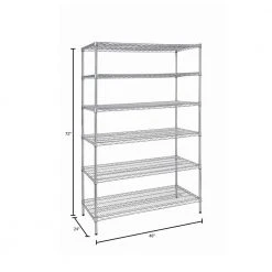 HDX 6-Tier Commercial Grade Heavy Duty Steel Wire Shelving Unit in Chrome (48 in. W x 72 in. H x 24 in. D) 9 HDX 6-Tier Commercial Grade Heavy Duty Steel Wire Shelving Unit in Chrome (48 in. W x 72 in. H x 24 in. D) -EquipEase Shop chrome hdx freestanding shelving units hd32448rcps 1d 1000