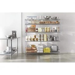 HDX 5-Tier Commercial Grade Heavy Duty Steel Wire Shelving Unit in ChromeMax (72 in. W x 72 in. H x 24 in. D) -EquipEase Shop chromemax hdx freestanding shelving units hd247272 5rccps a0 1000