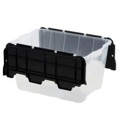 HDX 12 Gal. Flip Top Storage Tote (Colors Vary by Store) -EquipEase Shop clear base black cover hdx storage bins 211512 1d 1000