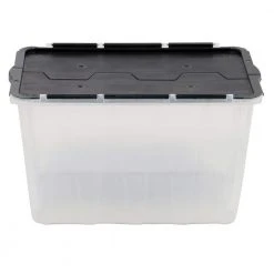 HDX 12 Gal. Flip Top Storage Tote (Colors Vary by Store) -EquipEase Shop clear base black cover hdx storage bins 211512 40 1000