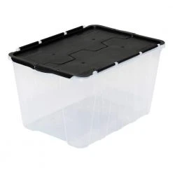 HDX 12 Gal. Flip Top Storage Tote (Colors Vary by Store) -EquipEase Shop clear base black cover hdx storage bins 211512 c3 1000
