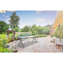 HDX 96 in. Earth Tan Plastic Folding Table -EquipEase Shop earth tan hdx folding tables ta3096f06 31 1000