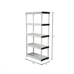 HDX 5-Tier Plastic Garage Storage Shelving Unit in Gray (36 in. W x 72 in. H x 18 in. D) -EquipEase Shop gray hdx freestanding shelving units 127932 40 1000