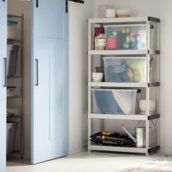 HDX 5-Tier Plastic Garage Storage Shelving Unit in Gray (36 in. W x 72 in. H x 24 in. D) -EquipEase Shop gray hdx freestanding shelving units 128974 31 1000