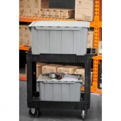 HDX 12 Gal. Commercial Flip Top Storage Tote in Gray 14 HDX 12 Gal. Commercial Flip Top Storage Tote in Gray -EquipEase Shop gray hdx storage bins 206202 1d 1000