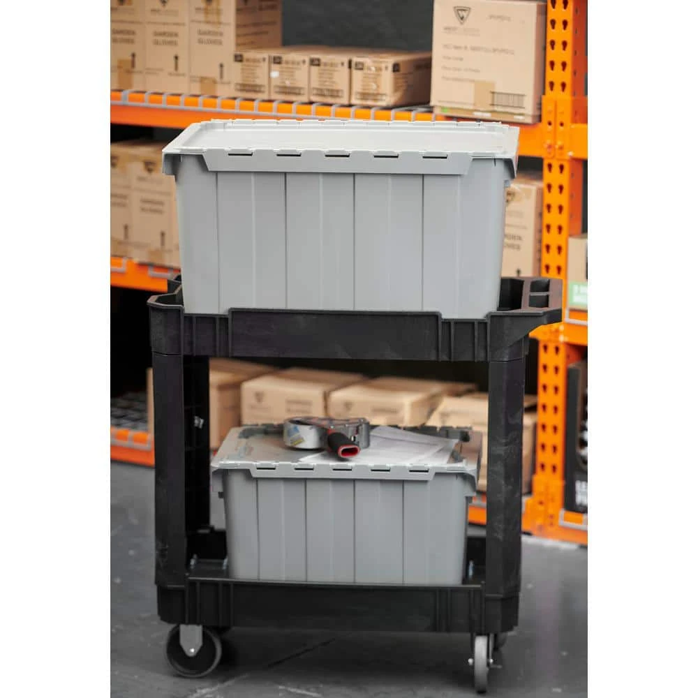 HDX 12 Gal. Commercial Flip Top Storage Tote in Gray 4 HDX 12 Gal. Commercial Flip Top Storage Tote in Gray - Image 4