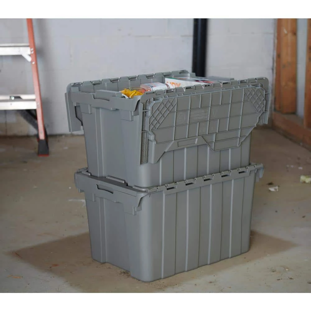 HDX 12 Gal. Commercial Flip Top Storage Tote in Gray 8 HDX 12 Gal. Commercial Flip Top Storage Tote in Gray - Image 8