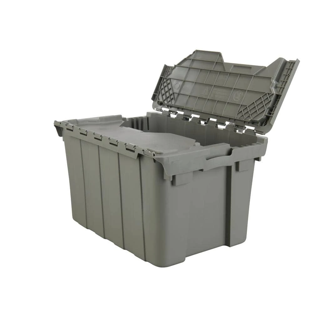 HDX 12 Gal. Commercial Flip Top Storage Tote in Gray 1 HDX 12 Gal. Commercial Flip Top Storage Tote in Gray