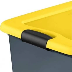 HDX 64 Qt. Latching Storage Box in Gray Tint with Yellow Lid -EquipEase Shop gray tinted base with yellow lid and black latches hdx storage bins 14979y06 4f 1000