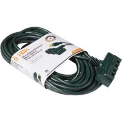 HDX 50 ft. 16/3 Tri-Tap Indoor/Outdoor Landscape Extension Cord, Green