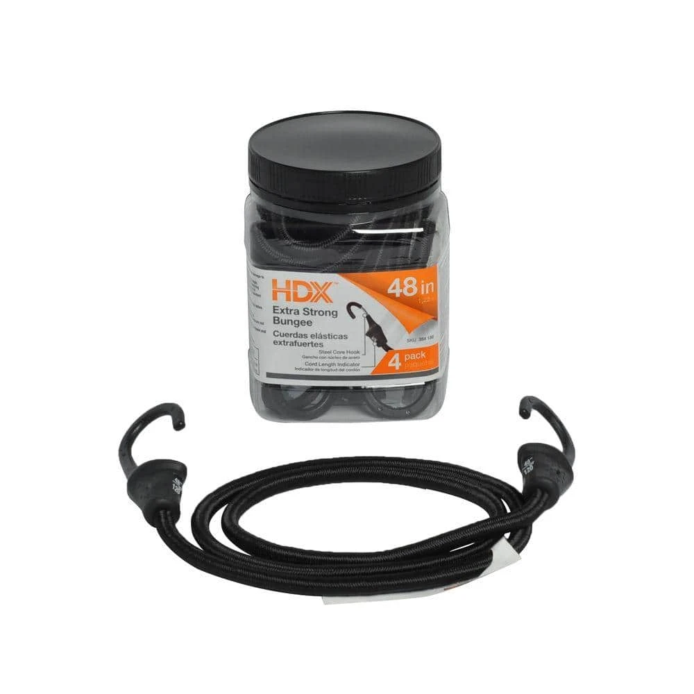 HDX 48 in. Super Strong Bungee Cord (4-Pack) 1 HDX 48 in. Super Strong Bungee Cord (4-Pack)