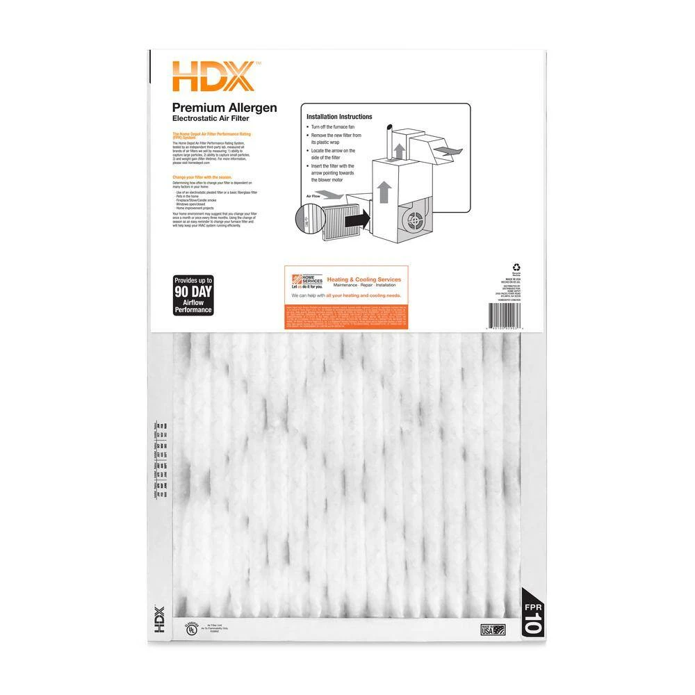 HDX 20 in. x 30 in. x 1 in. Premium Pleated Air Filter FPR 10 (Case of 12) 3 HDX 20 in. x 30 in. x 1 in. Premium Pleated Air Filter FPR 10 (Case of 12) - Image 3