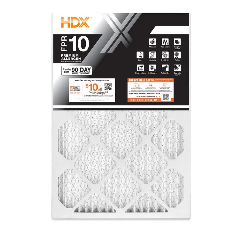 HDX 16 in. x 24 in. x 1 in. Premium Pleated Air Filter FPR 10 1 HDX 16 in. x 24 in. x 1 in. Premium Pleated Air Filter FPR 10