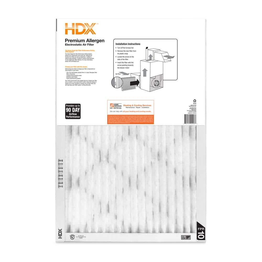 HDX 20 in. x 30 in. x 1 in. Premium Pleated Air Filter FPR 10 3 HDX 20 in. x 30 in. x 1 in. Premium Pleated Air Filter FPR 10 - Image 3